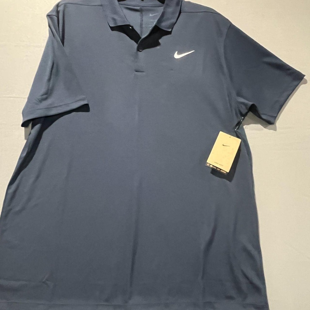 Nike Dri-FIT Mens Polo Shirt Navy Blue Short Sleeve Golf Top Large NEW
